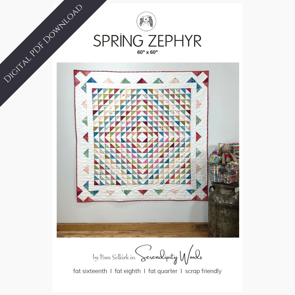 SPRING ZEPHYR Quilt Pattern (Digital PDF Download), by Pam Selkirk 60